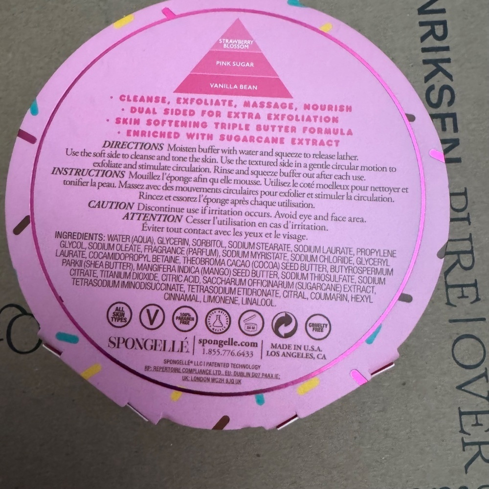 SPONGELLE Pink Donut 🍩 zero calories 14+ WASHES ,STRAWBERRY CAKE - Picture 5 of 8